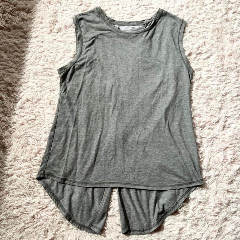 Grey High Low Fitness Training Athleisure Workout Athletic Yoga Gym Tank Top